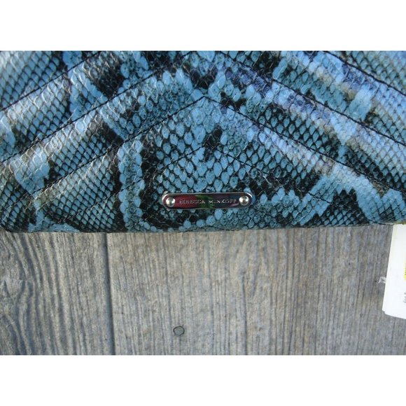 Rebecca Minkoff  Snake Python Blue Leather EDIE WALLET On Chain Crossbod… - Picture 6 of 11